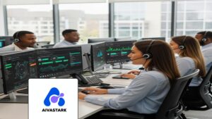 Professional call center agents leveraging AI Support Agents technology for efficient customer interactions.